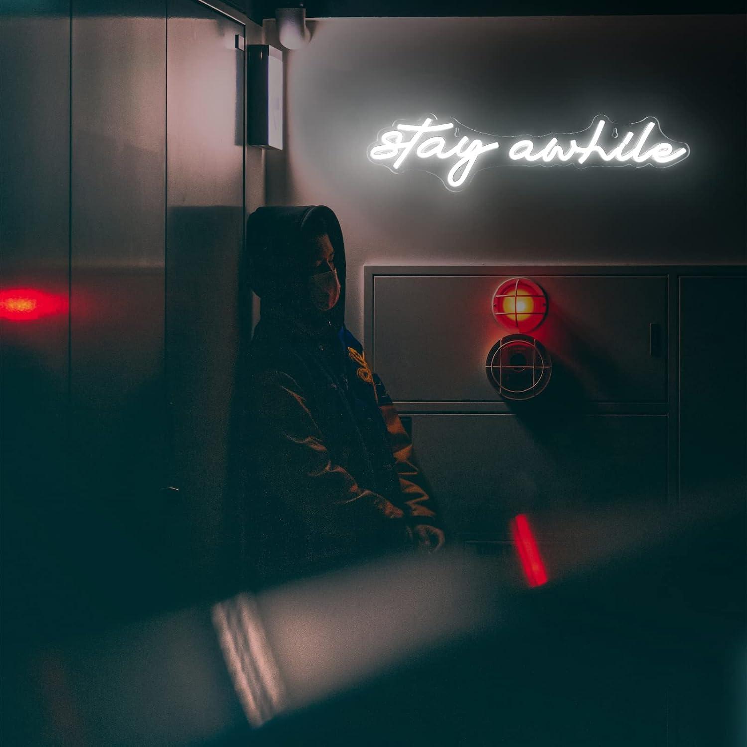 Stay Awhile Neon Signs USB Dim - Home Bar Signs review and price