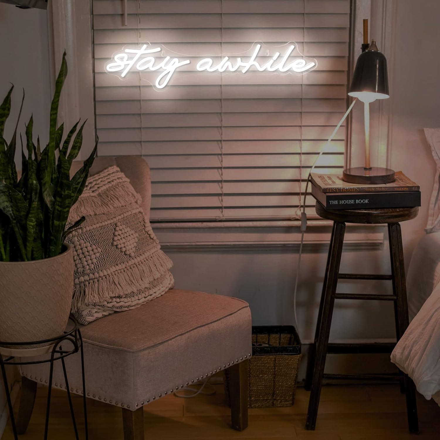 Stay Awhile Neon Signs USB Dim - Home Bar Signs review and price