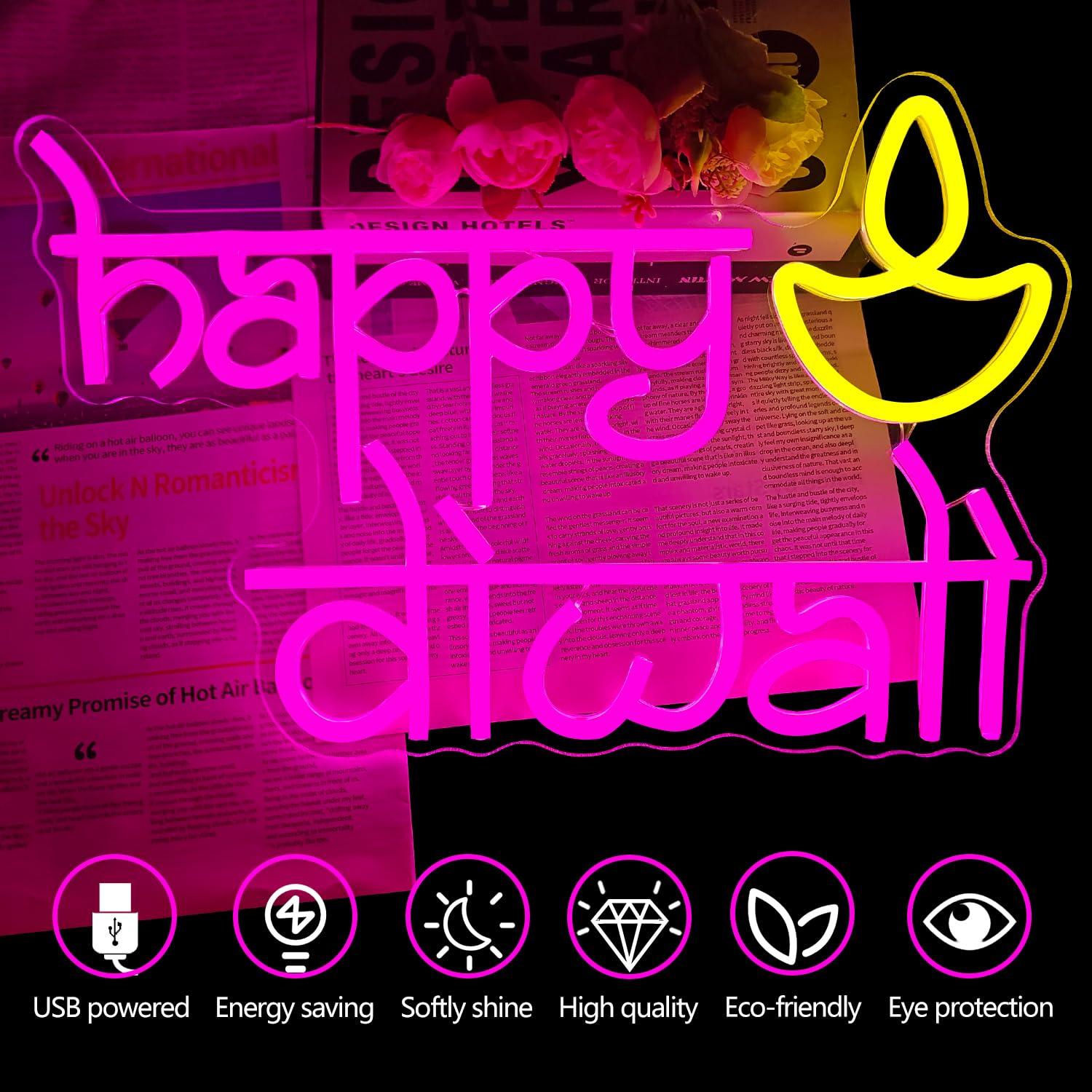 Happy Diwali Neon Sign USB Pow - Home Bar Signs review and price