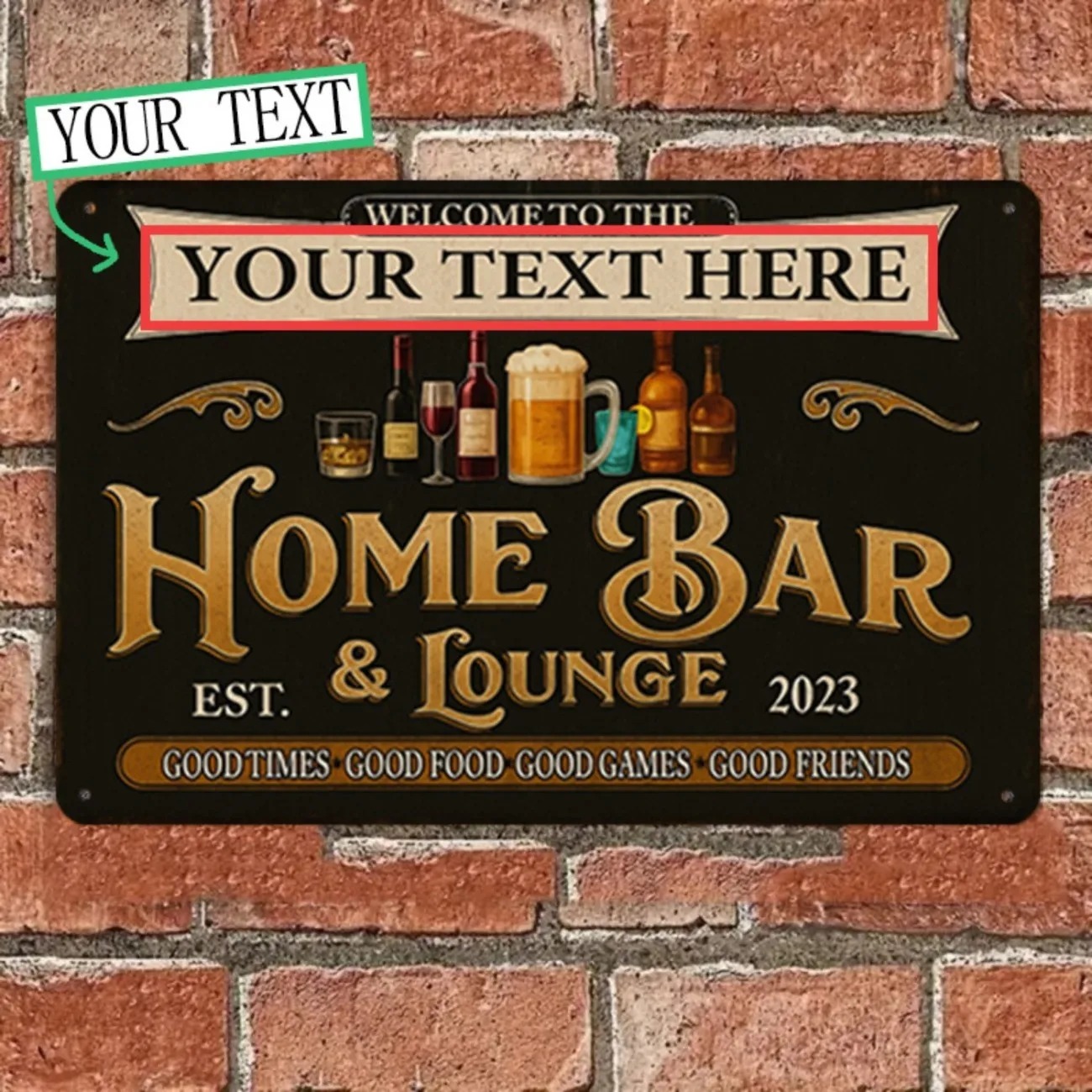 Custom Text Vintage Home Bar & - Home Bar Signs review and price