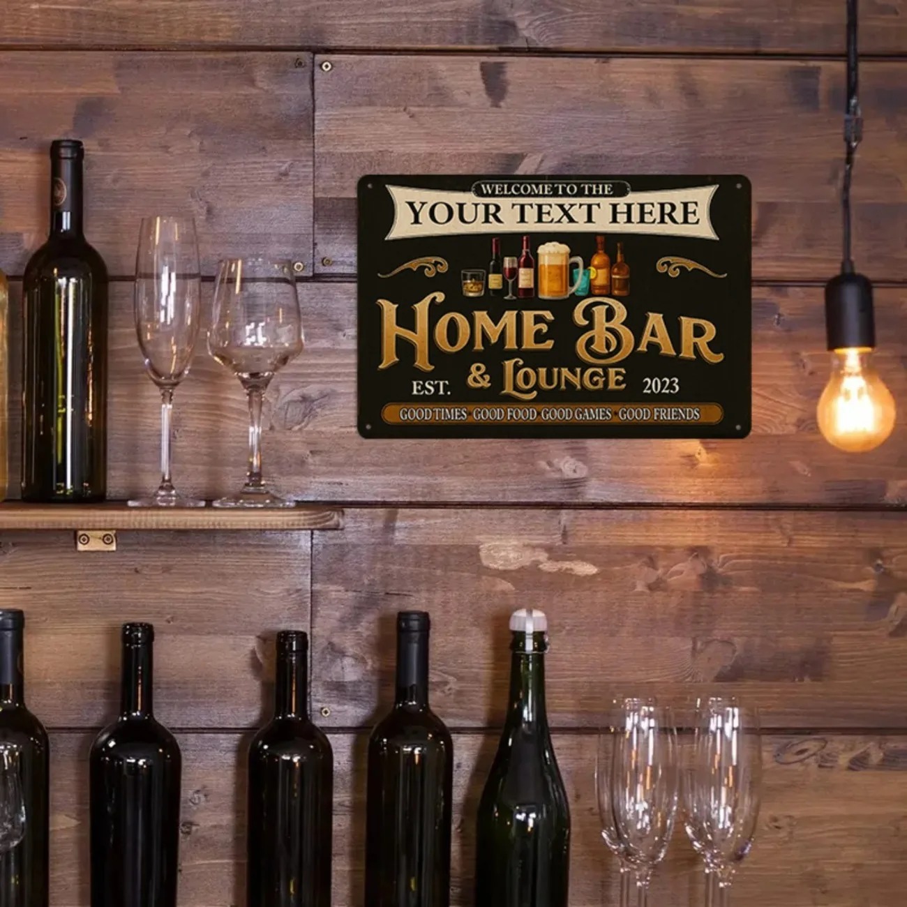 Custom Text Vintage Home Bar & - Home Bar Signs review and price
