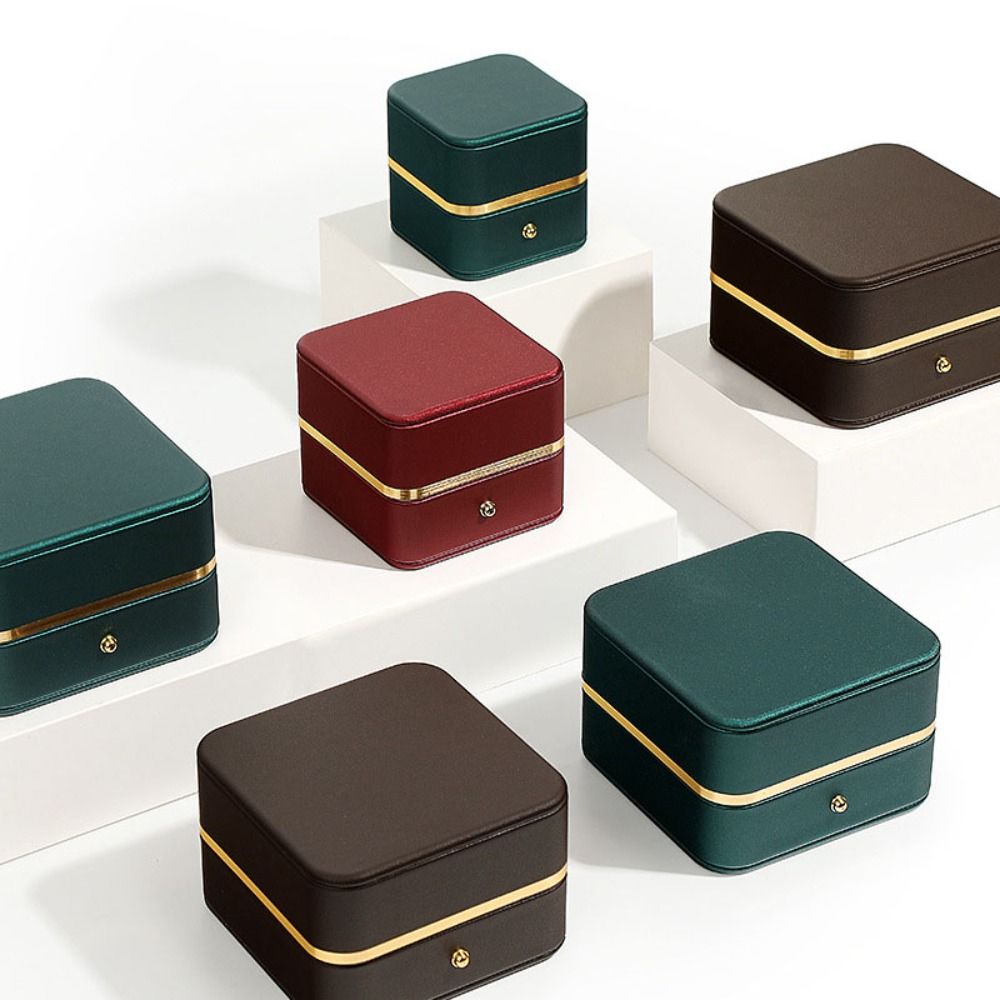 Fashion PU Leather Square Ring - Bar Cart Gold review and price