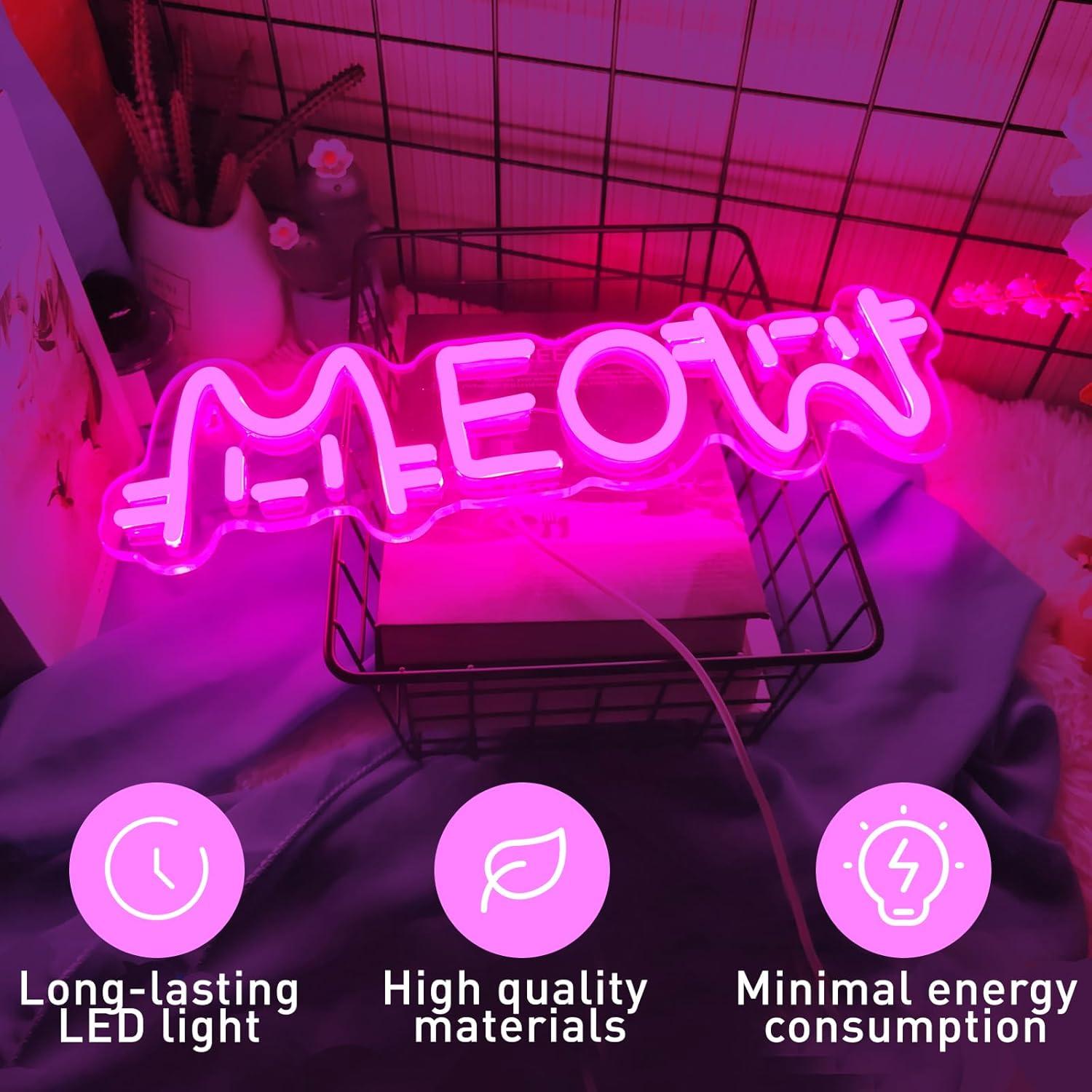 Meow Neon Sign Cat USB Powered - Home Bar And Restaurant review and price