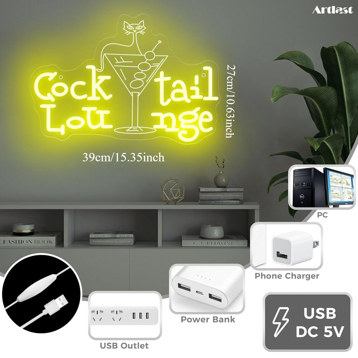 Cocktail Lounge Neon Sign Dimm - Home Bar Signs review and price